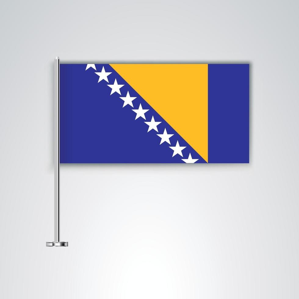 bandeira da bósnia e herzegovina com haste de metal vetor