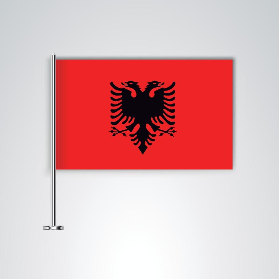 bandeira da albânia com haste de metal vetor