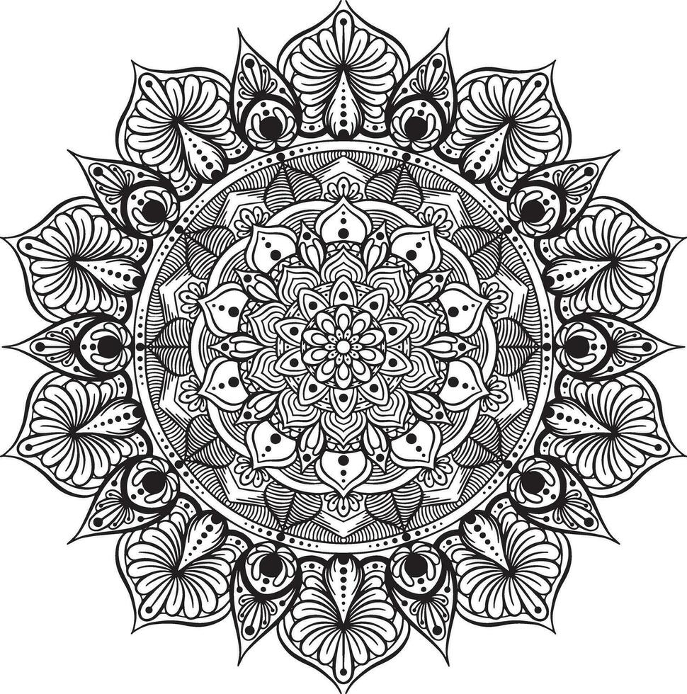 mandala simples Preto e branco vetor