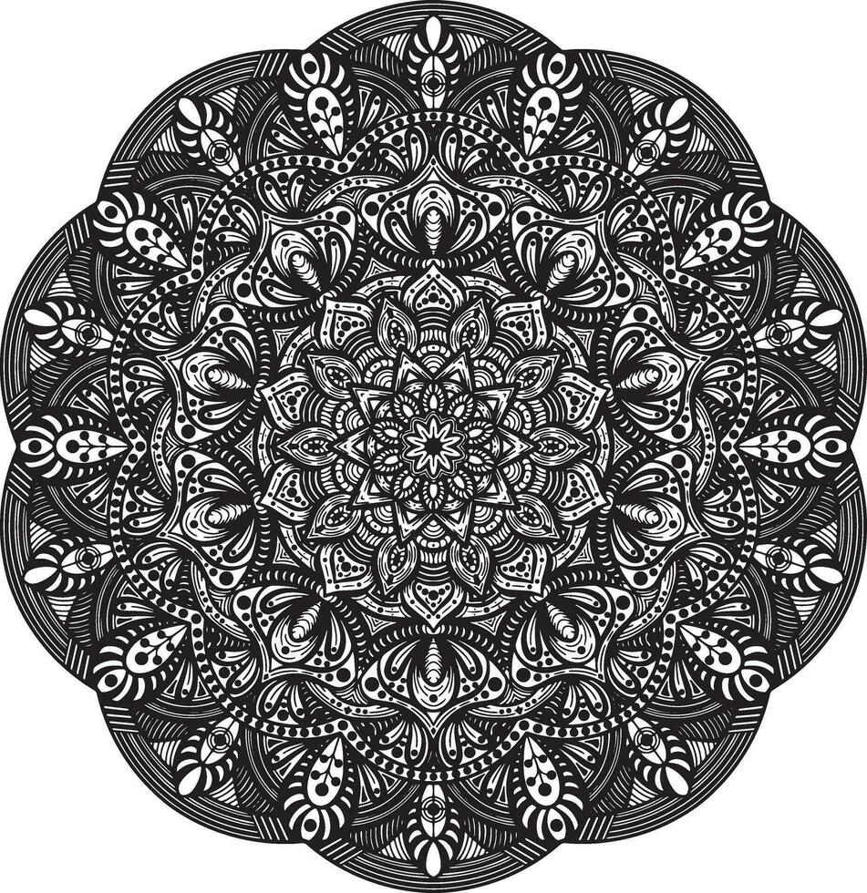 mandala simples Preto e branco vetor