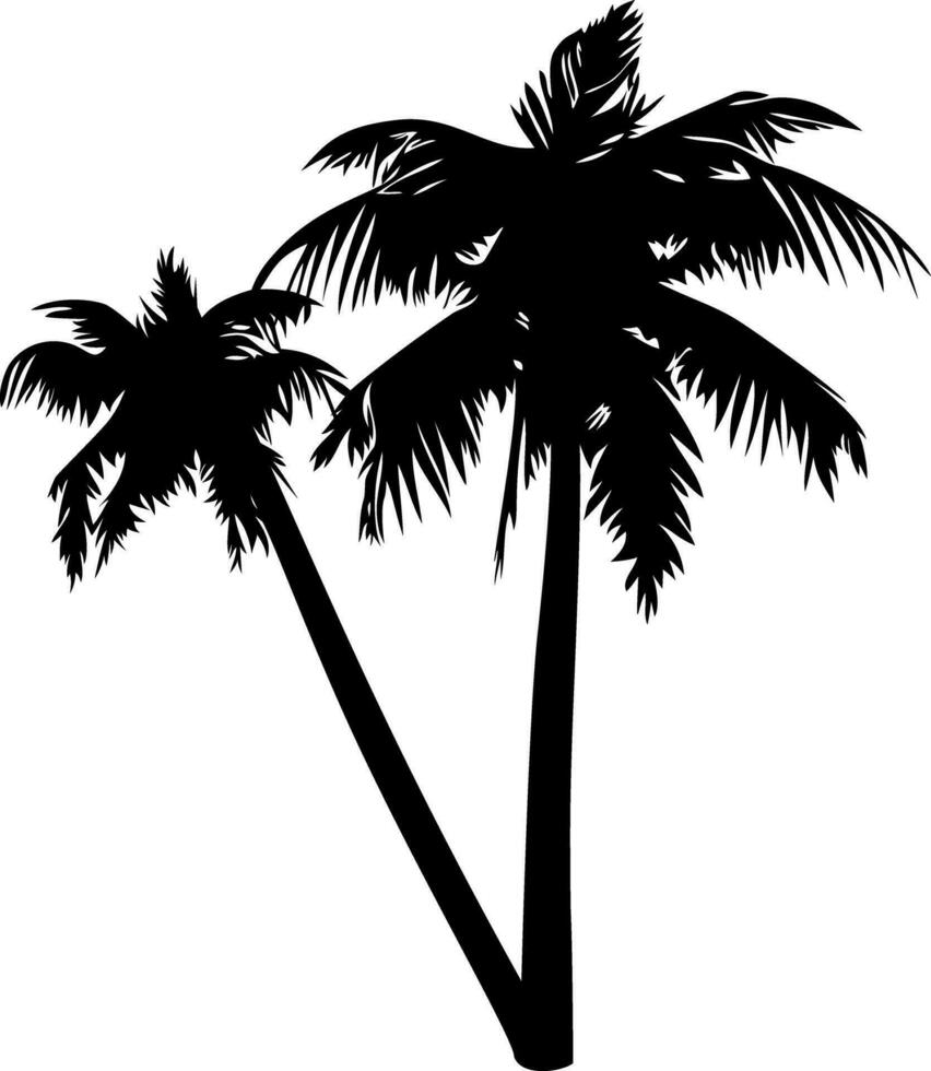 Palma árvore silhueta isolado em branco fundo. vetor ilustração.