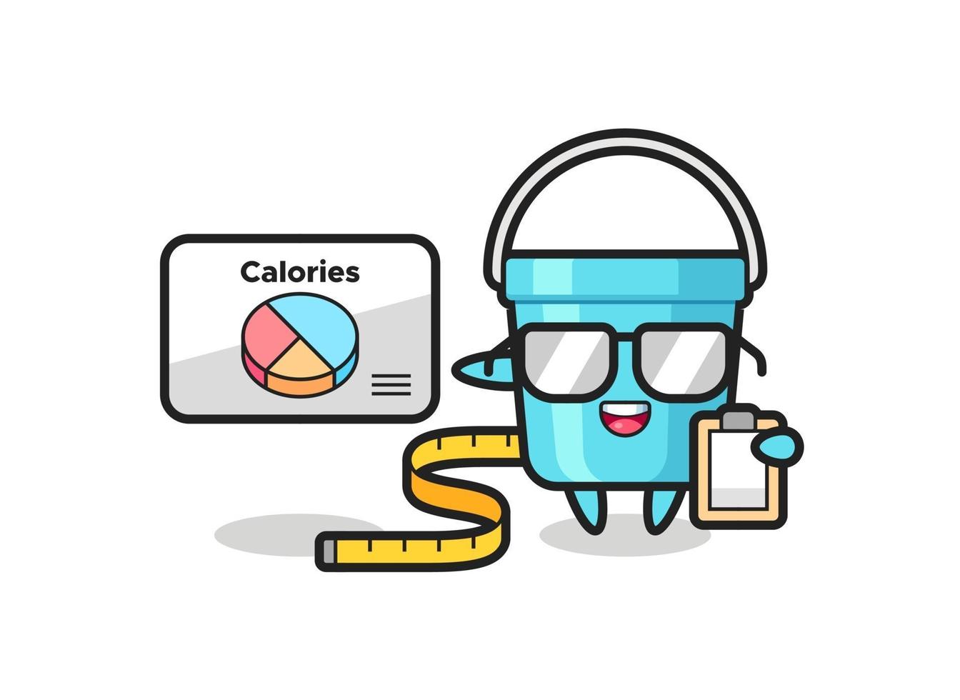 ilustração do mascote do balde de plástico como nutricionista vetor