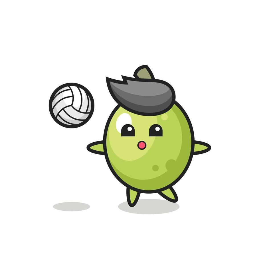 desenho de personagem de oliva jogando vôlei vetor
