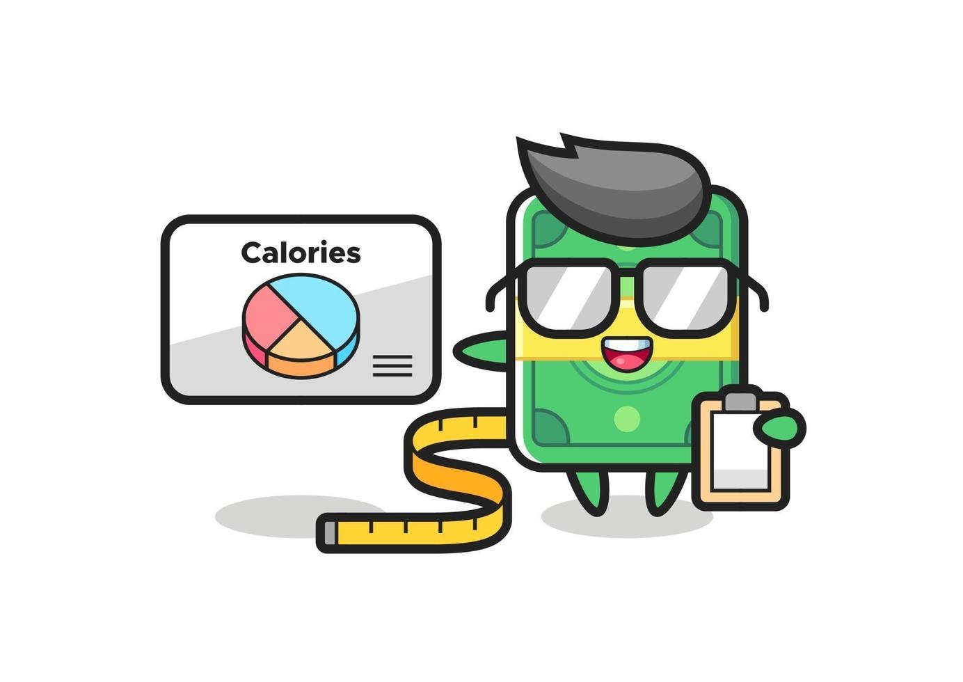 ilustração do mascote do dinheiro como nutricionista vetor