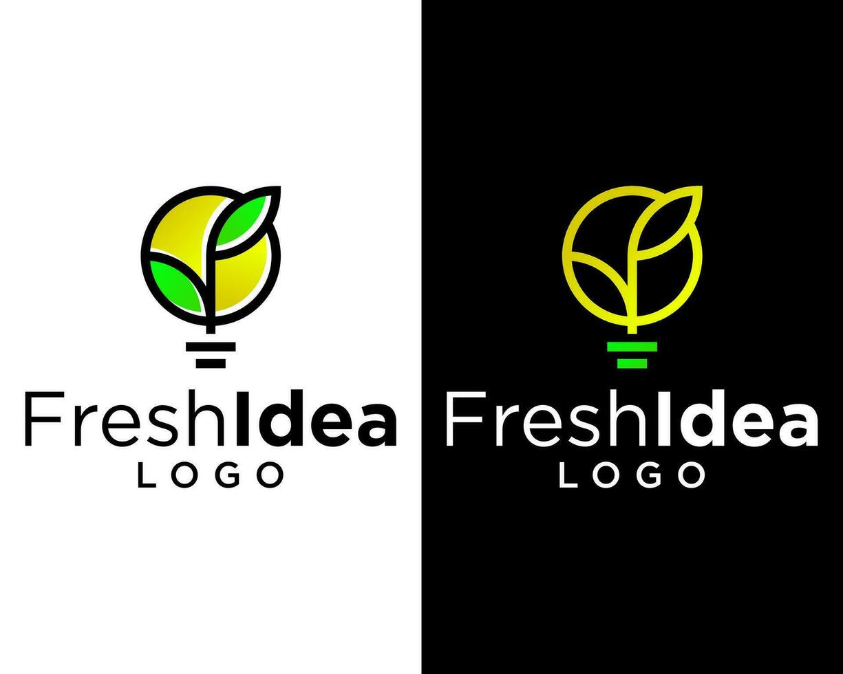 inteligente luz lâmpada natural folha fresco logotipo Projeto. vetor
