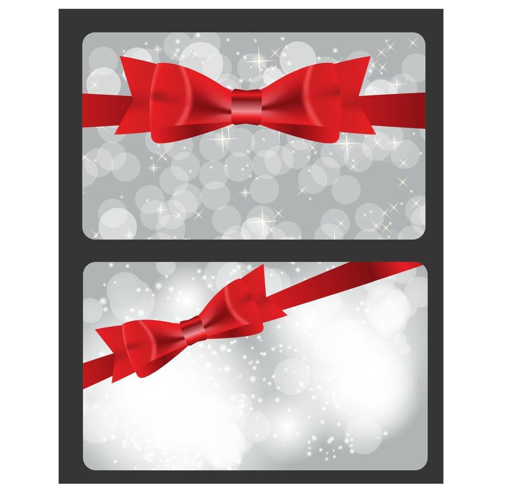 cartões-presente de feriado com laço vermelho, fita e lugar para texto. vetor
