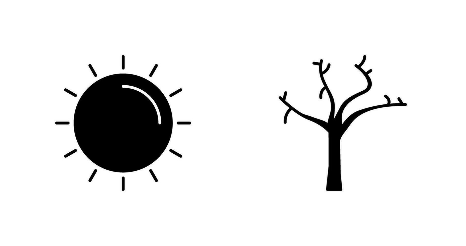 Sol e árvore ícone vetor