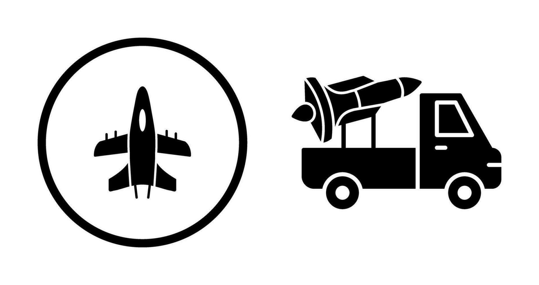 militares avião e míssil ícone vetor