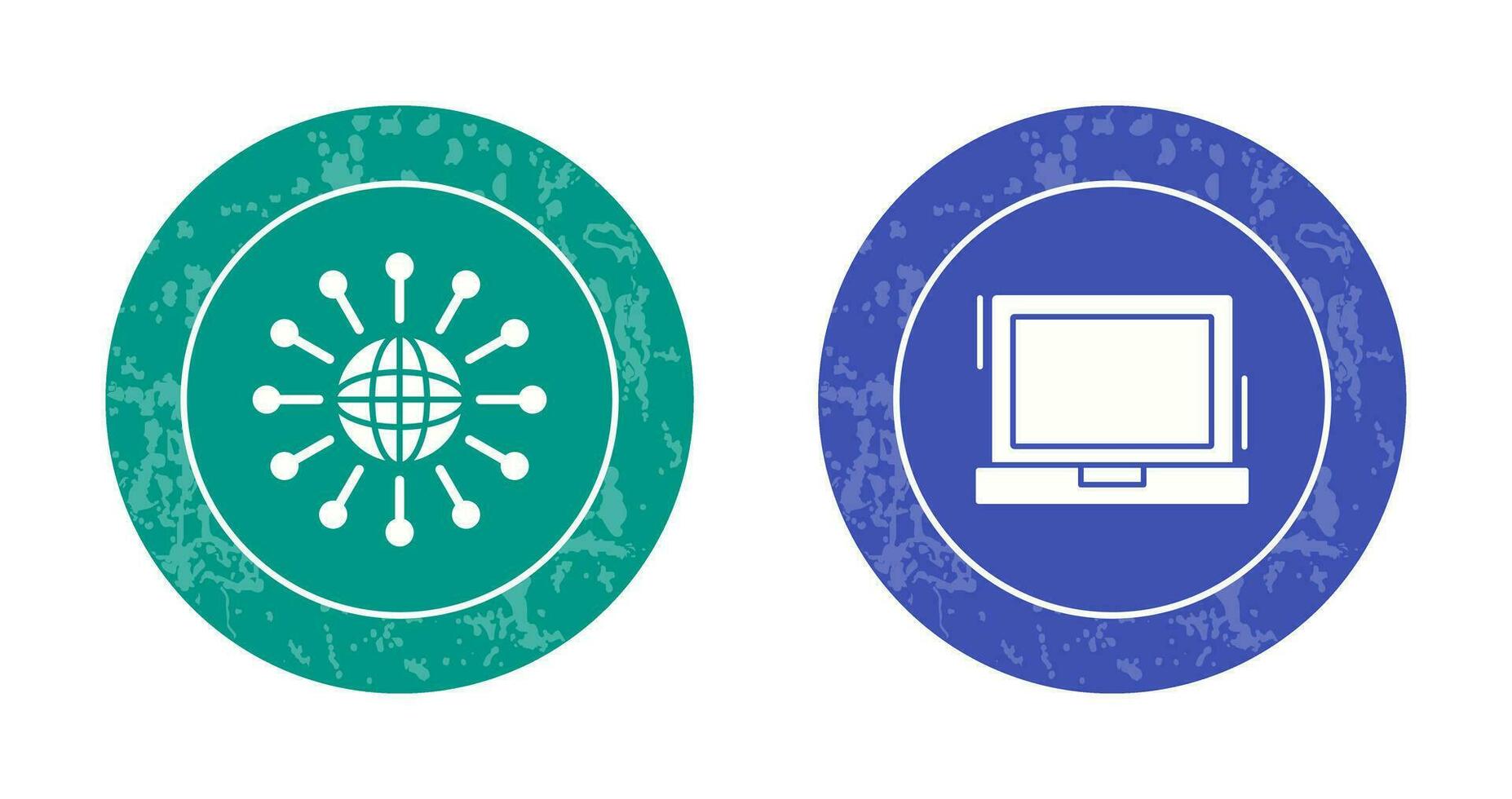 trabalho em rede e computador portátil ícone vetor