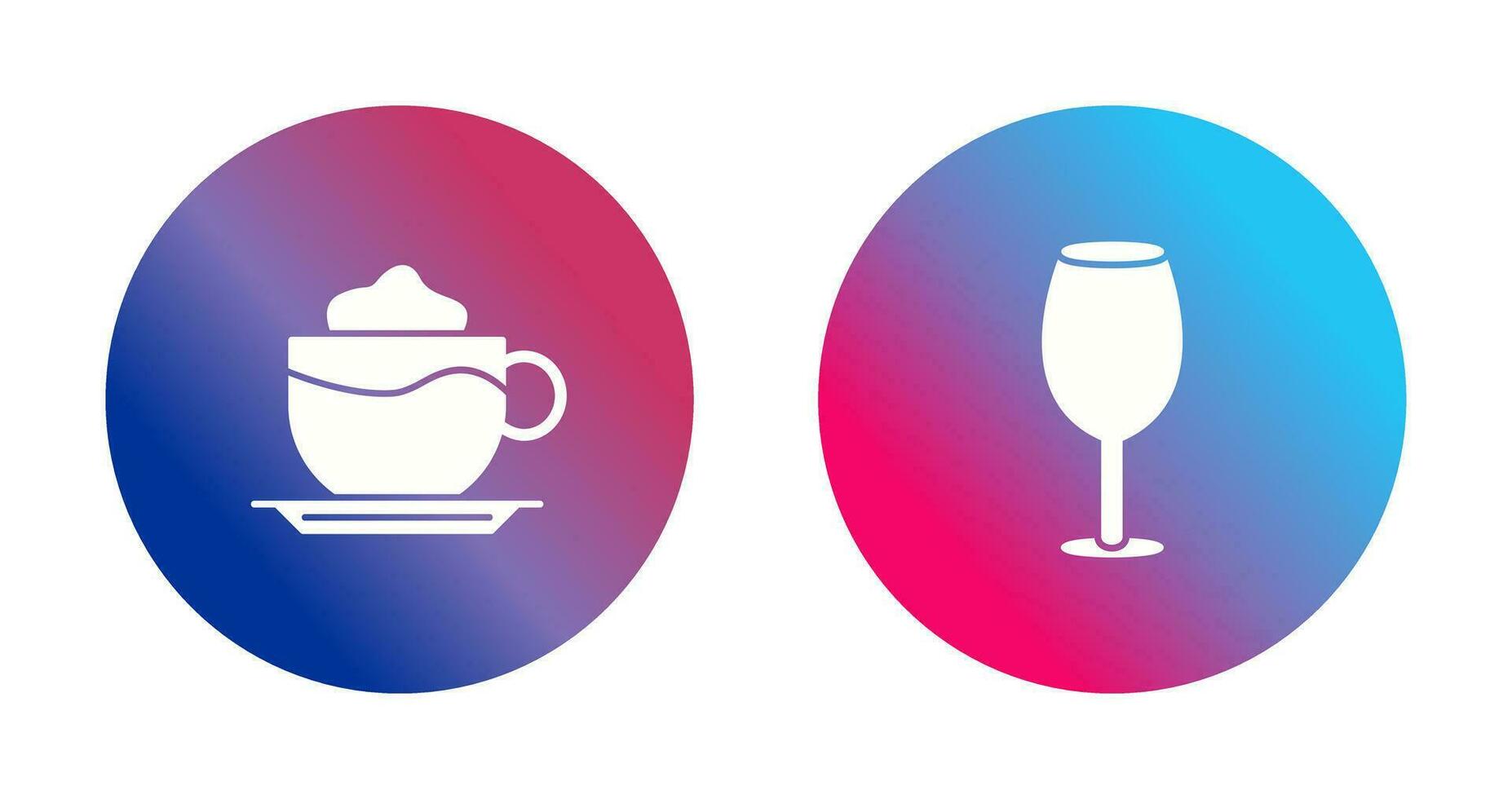 café com leite e vinho vidro ícone vetor