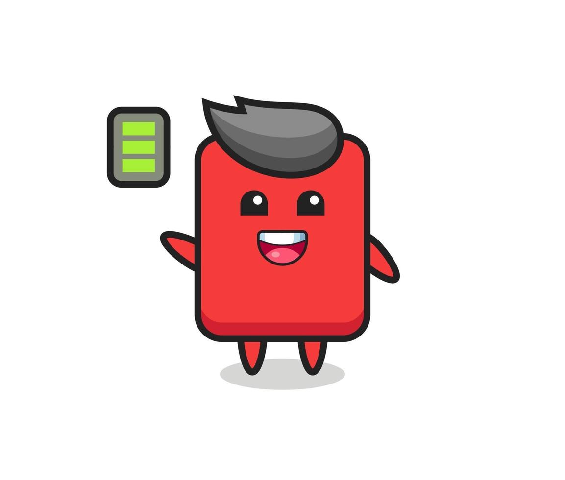 personagem mascote do cartão vermelho com gesto enérgico vetor