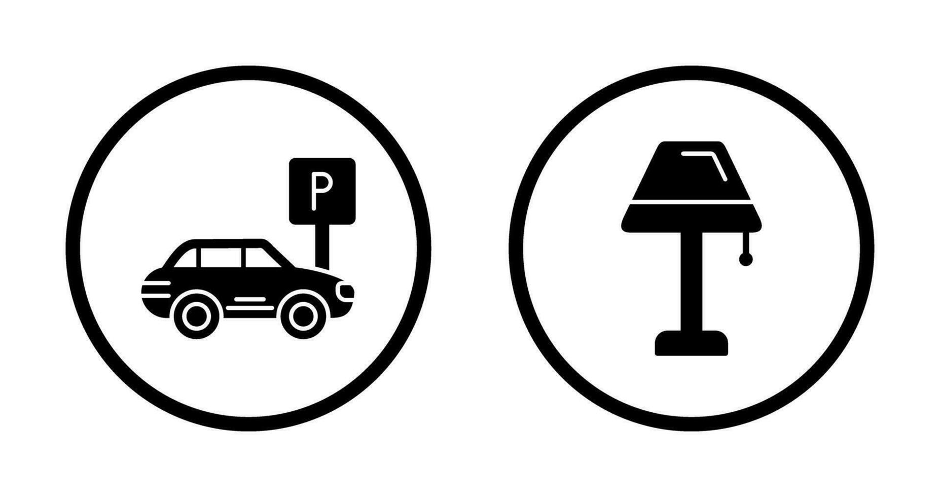 estacionamento e luminária ícone vetor