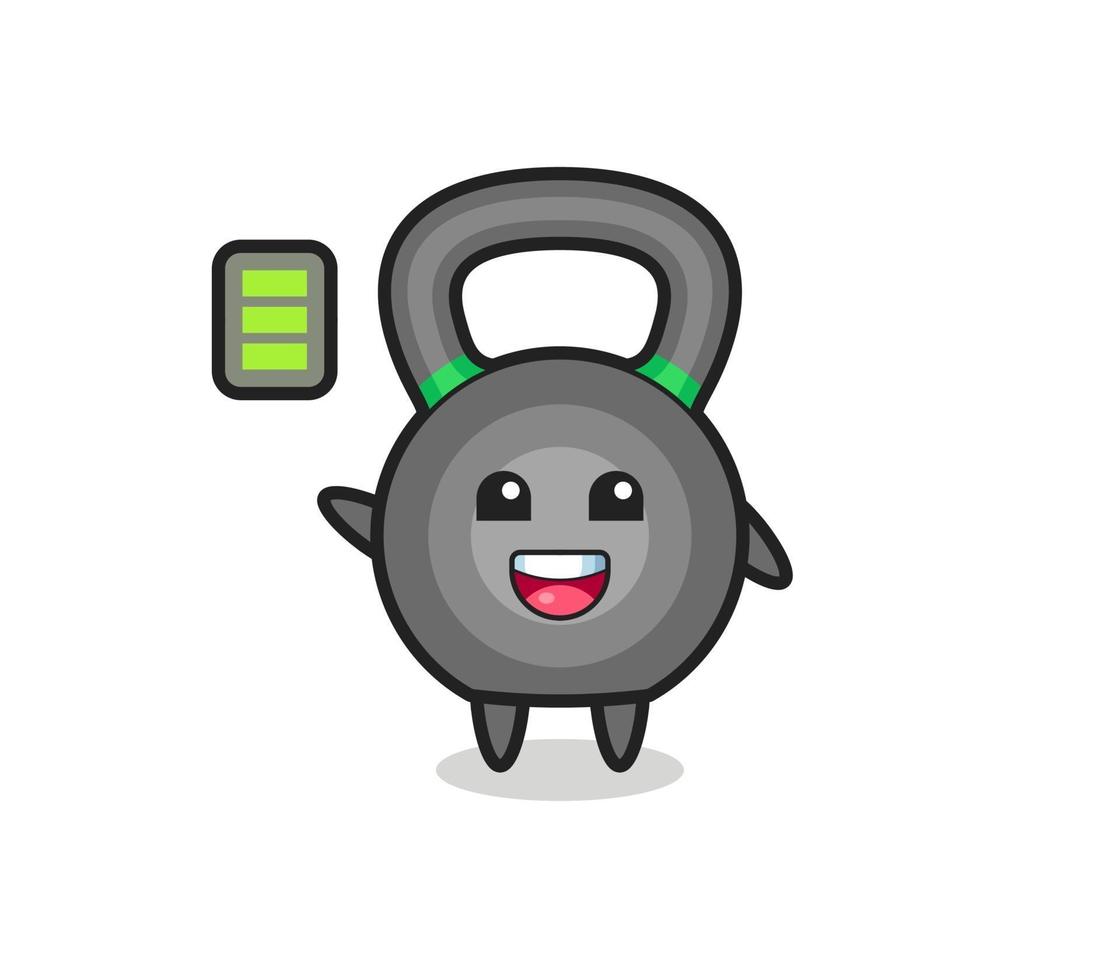 Mascote do kettlebell com gesto enérgico vetor