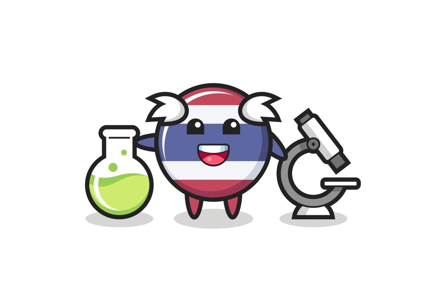 mascote do emblema da bandeira da Tailândia como cientista vetor