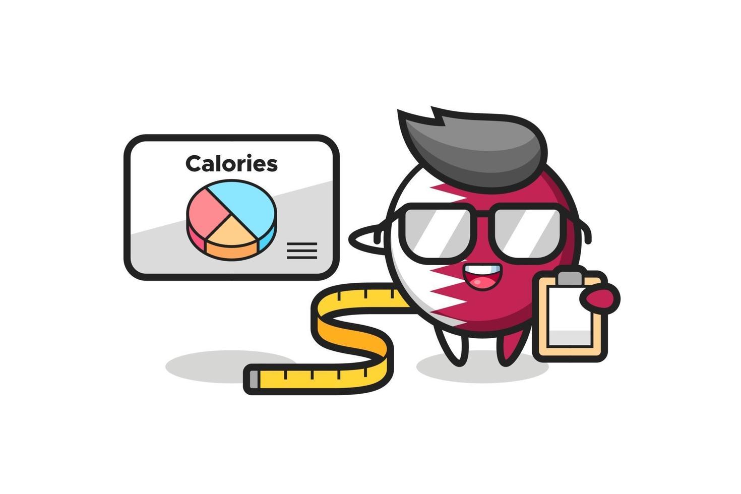 ilustração do mascote do emblema da bandeira do Catar como nutricionista vetor