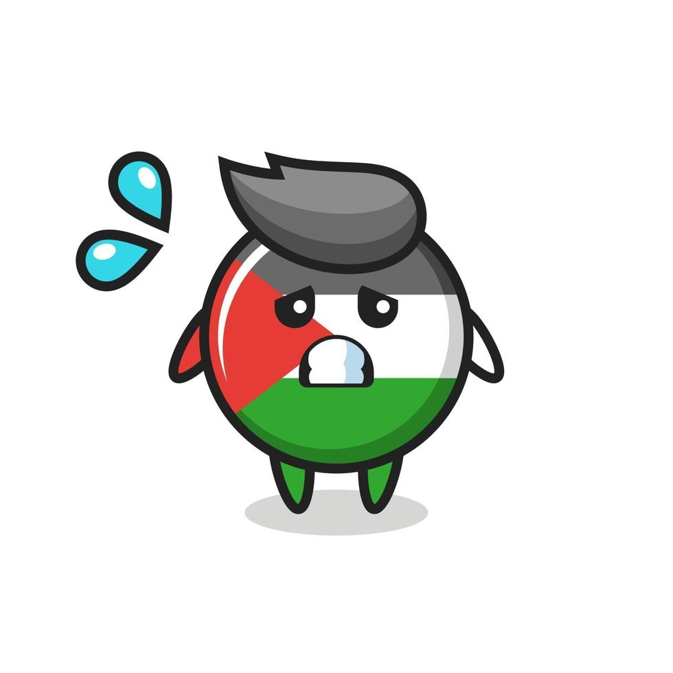 personagem mascote do emblema da bandeira da Palestina com gesto de medo vetor