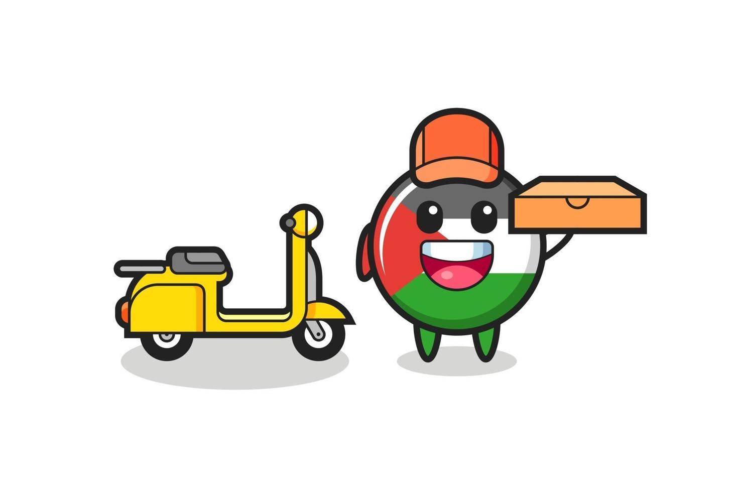 ilustração de personagem do emblema da bandeira da Palestina como entregador de pizza vetor