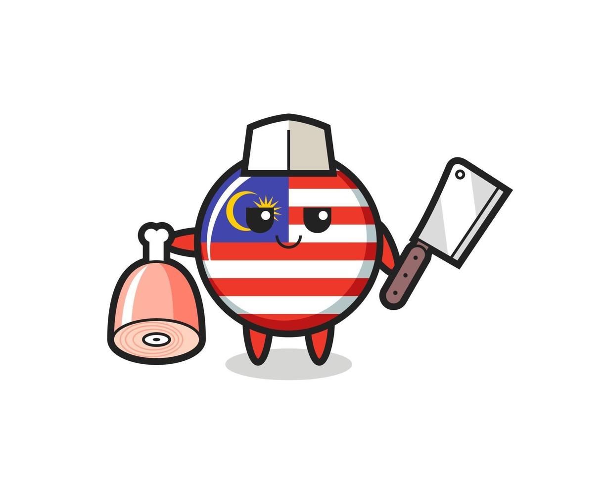 ilustração de personagem distintivo da bandeira da Malásia como açougueiro vetor