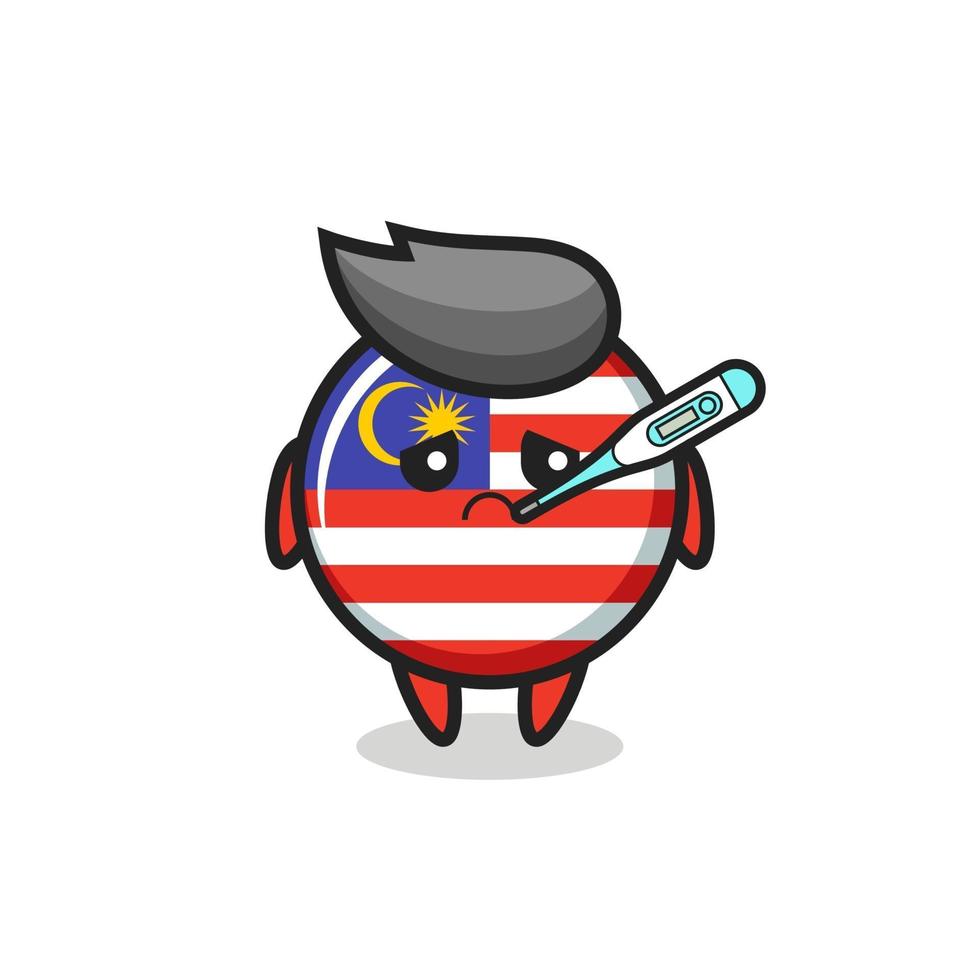 Personagem mascote do emblema da bandeira da Malásia com quadro febril vetor