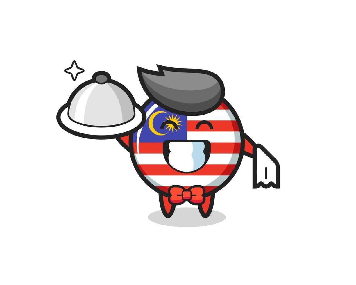 personagem mascote da bandeira da Malásia como garçom vetor