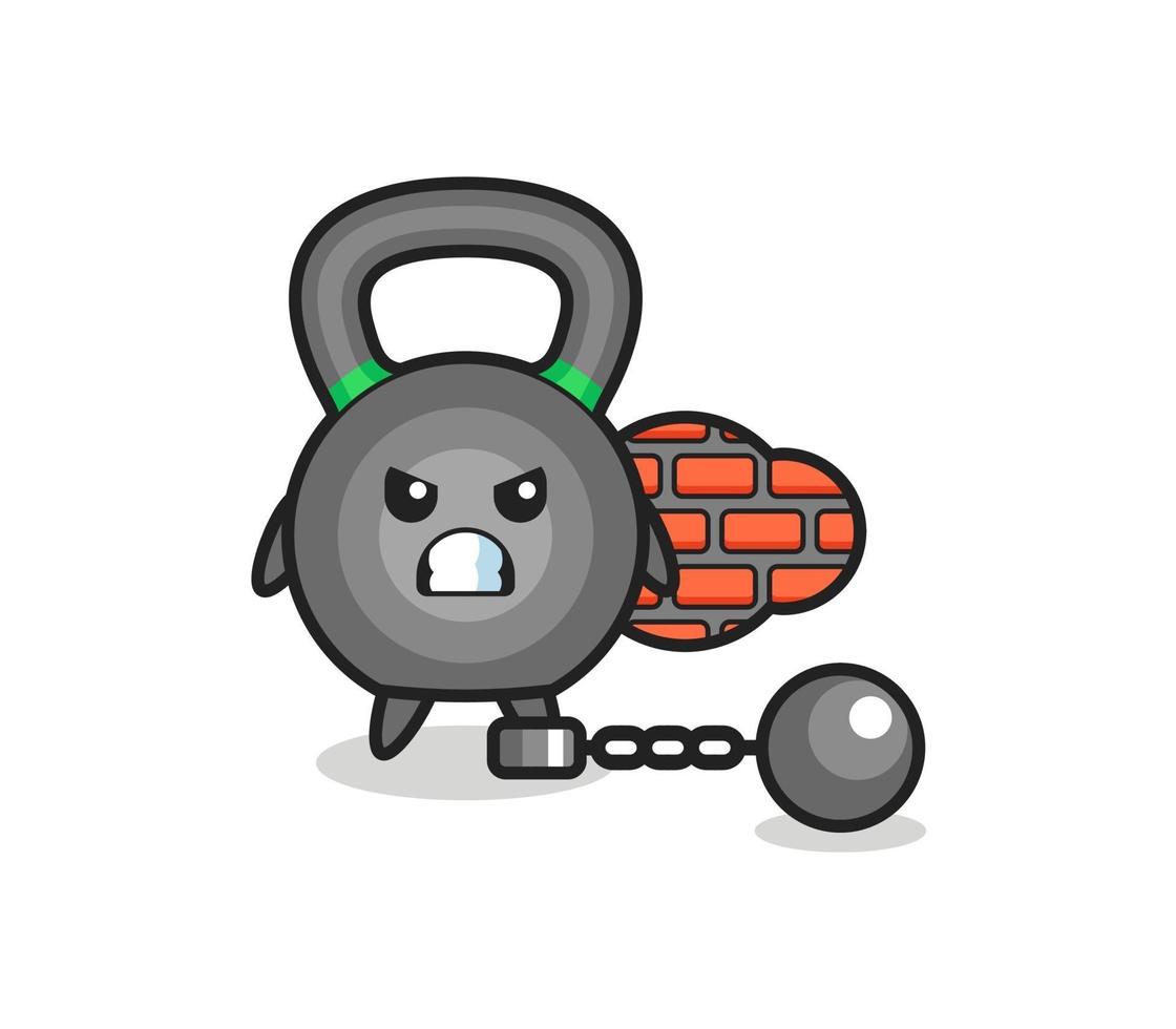 personagem mascote de kettlebell como um prisioneiro vetor