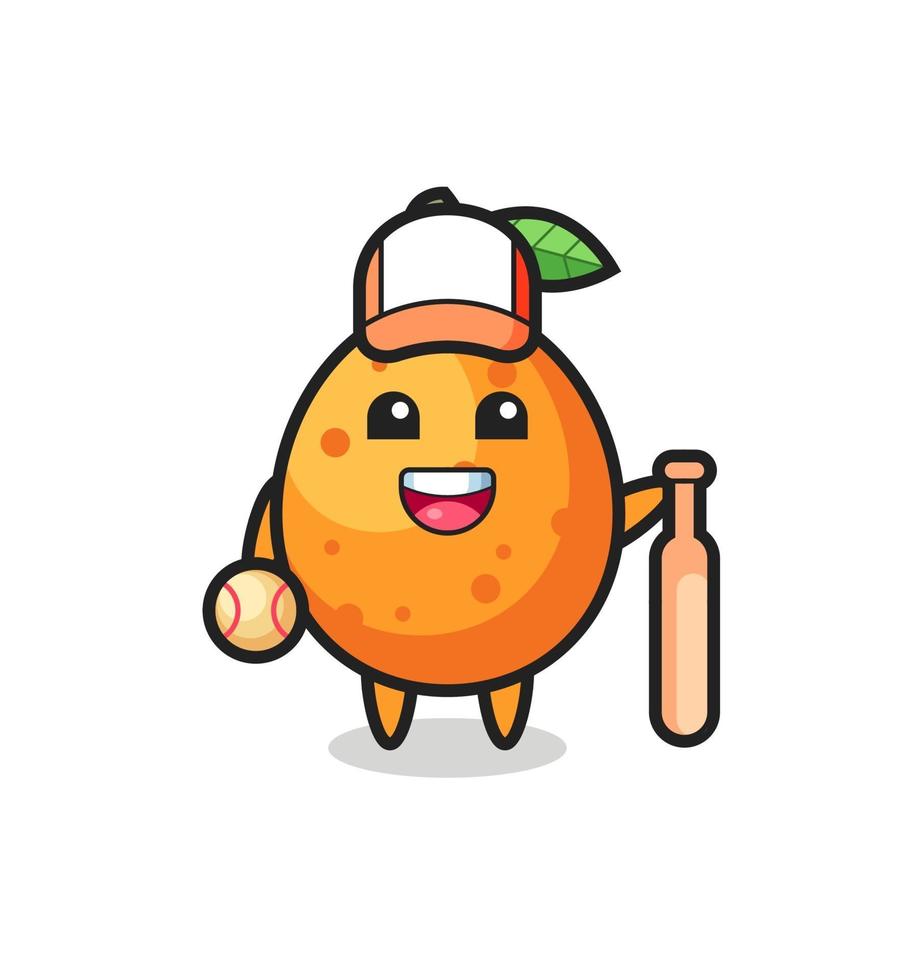 personagem de desenho animado de kumquat como jogador de beisebol vetor