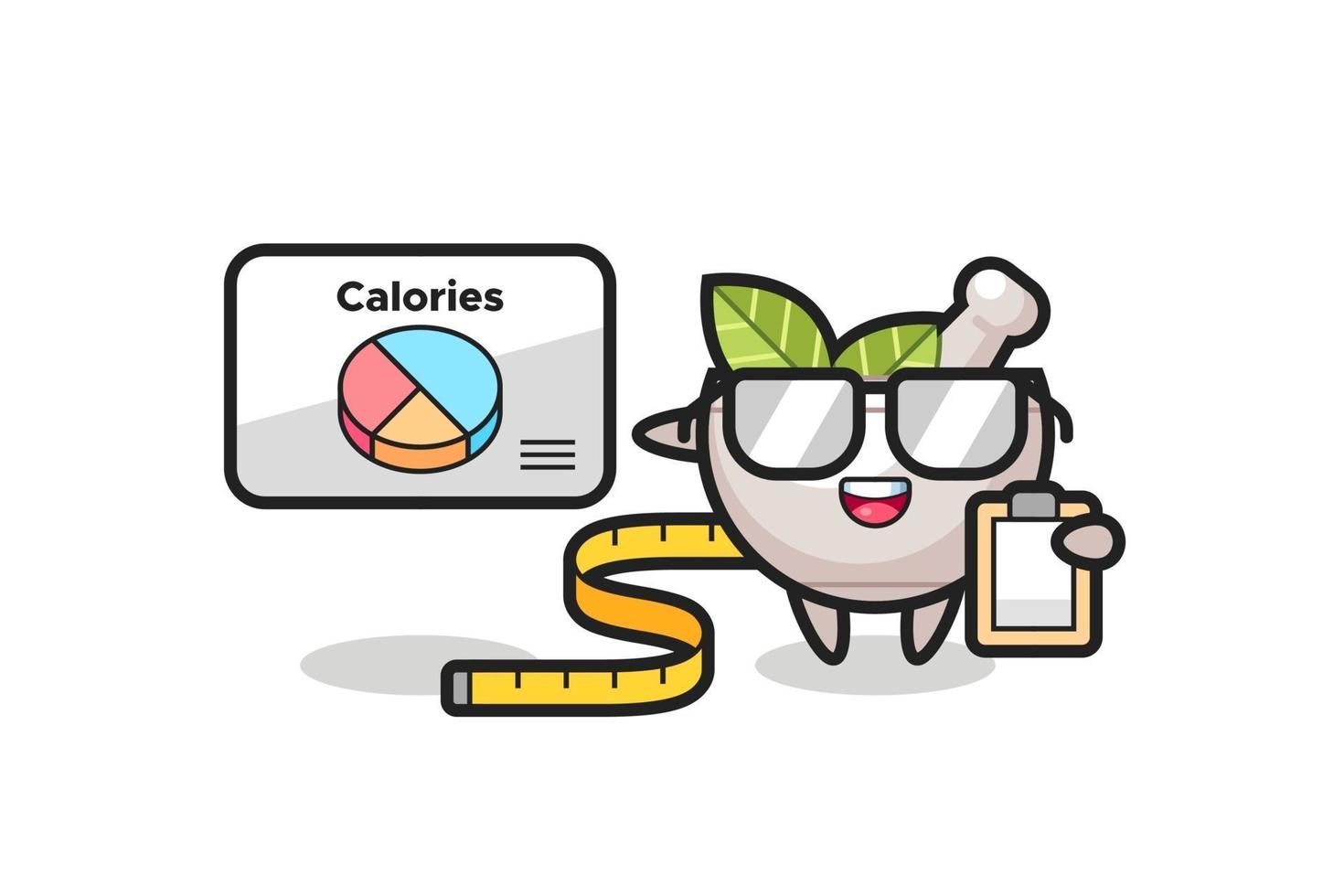 ilustração do mascote da tigela de ervas como nutricionista vetor