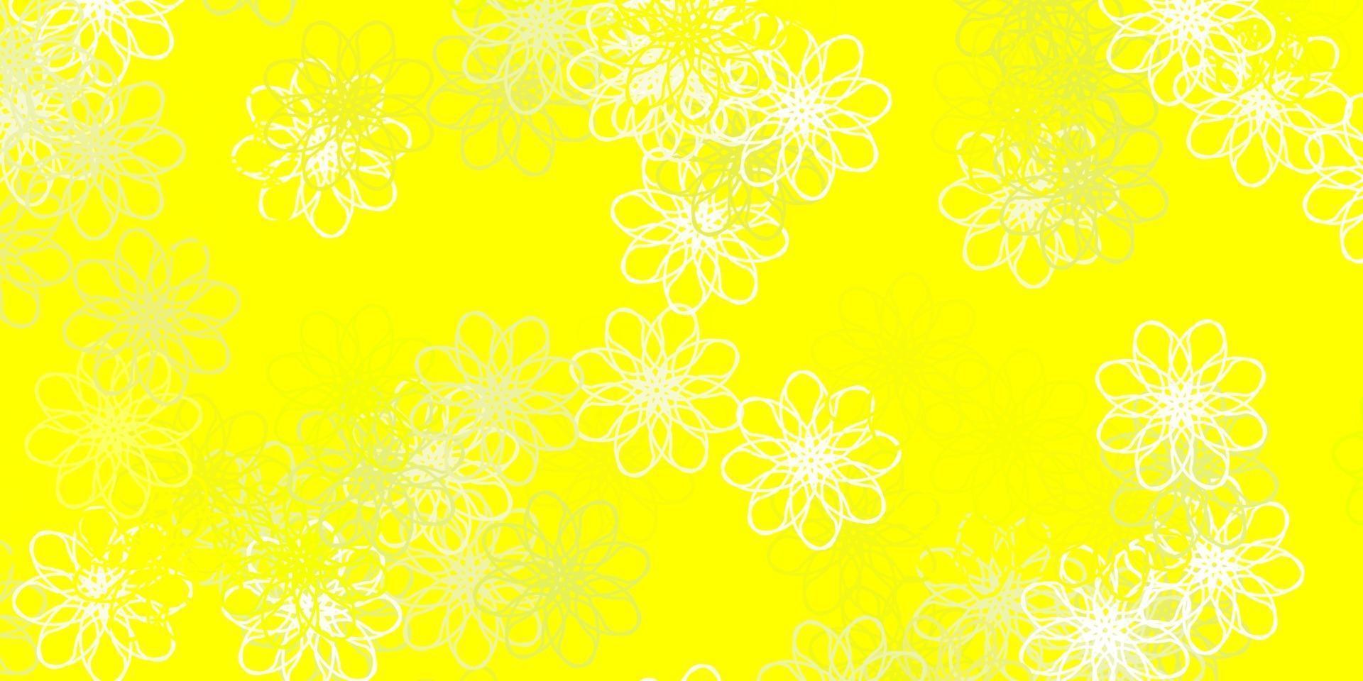 luz verde, amarelo vetor doodle padrão com flores.