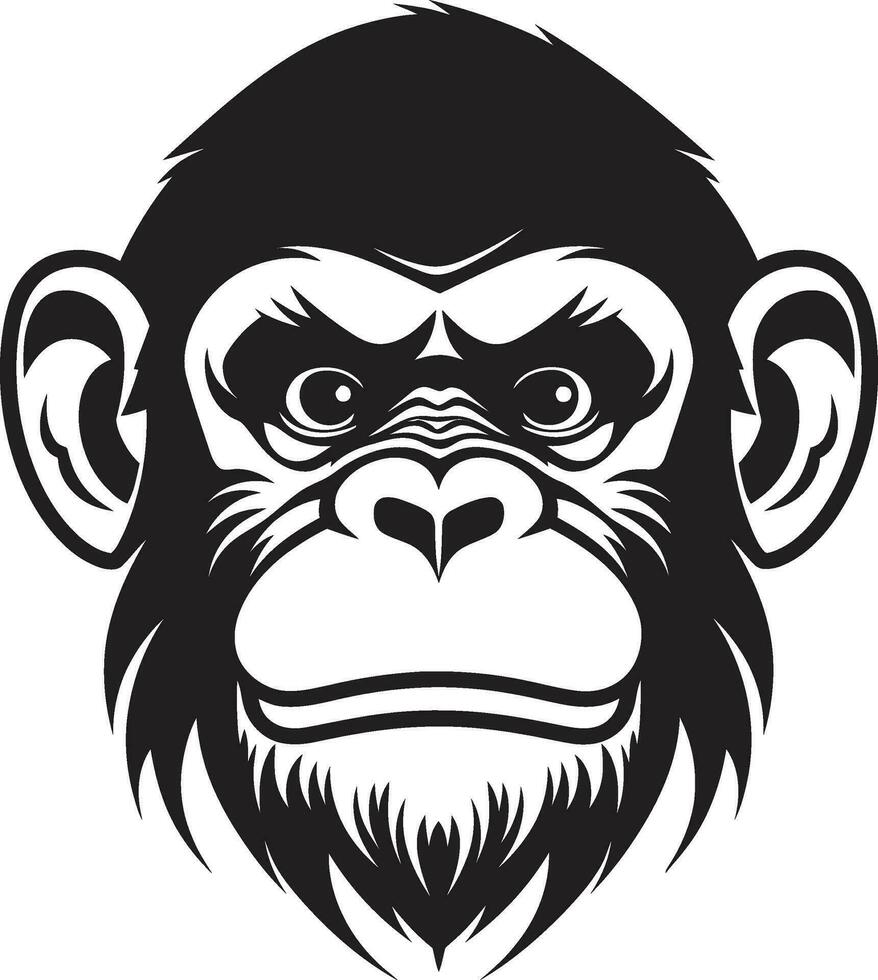 gracioso animais selvagens arte noir chimpanzé logotipo majestoso macaco ícone uma trabalhos do natural beleza vetor