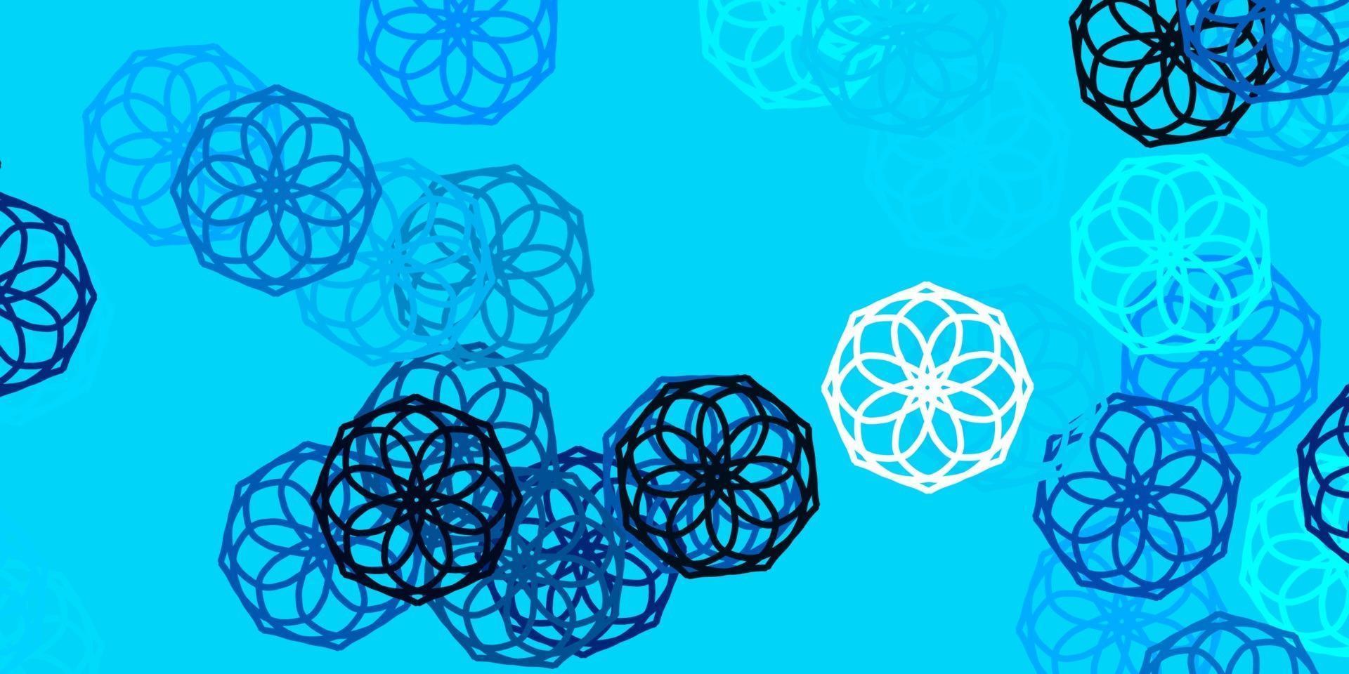 modelo de doodle de vetor azul claro com flores.