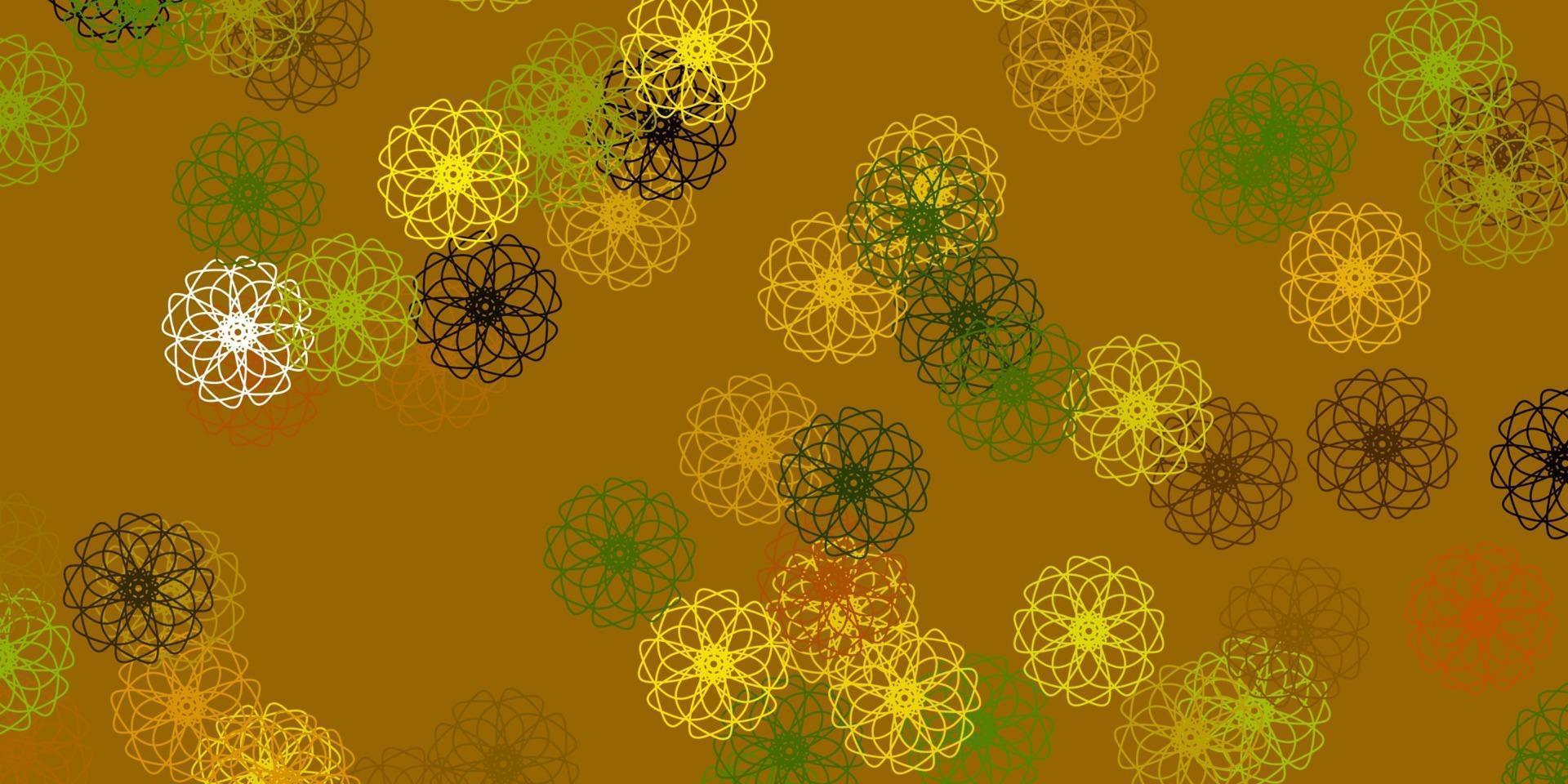 luz verde, amarelo vetor doodle padrão com flores.