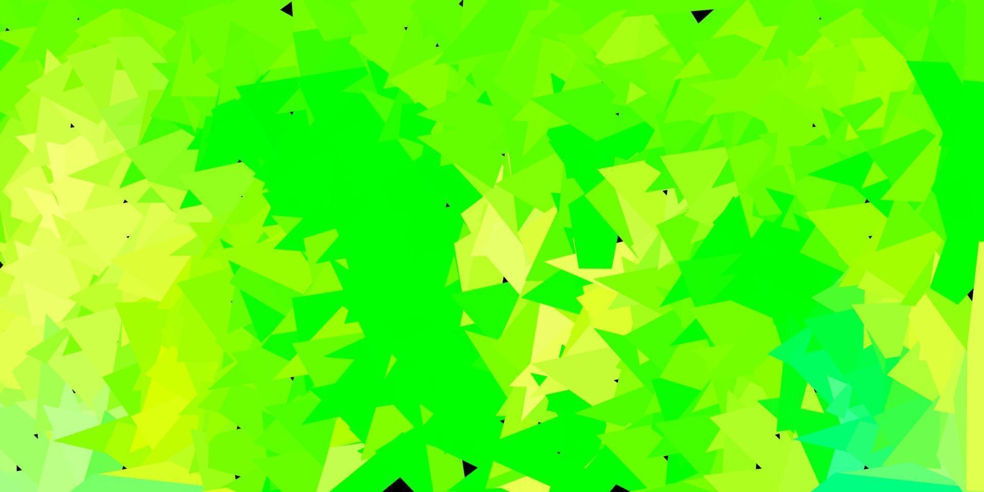 papel de parede de mosaico de triângulo de vetor verde claro e amarelo.