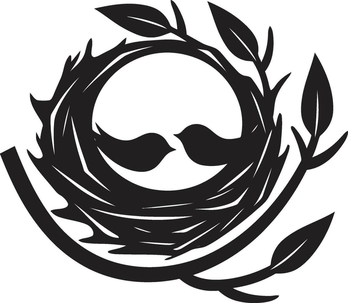 gracioso morada Preto pássaro ninho logotipo arte a aninhamento instinto uma Preto vetor ícone