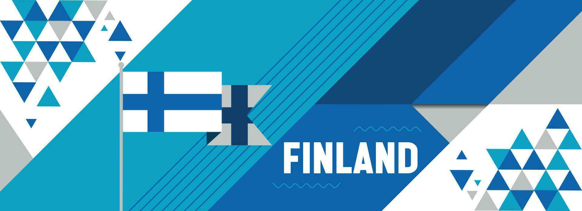 bandeira do Finlândia nacional ou independência dia Projeto para país celebração. moderno retro Projeto com abstrato geométrico ícones. vetor ilustração.