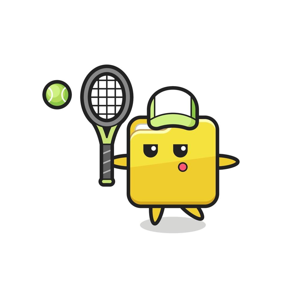 personagem de desenho animado de pasta como jogador de tênis vetor