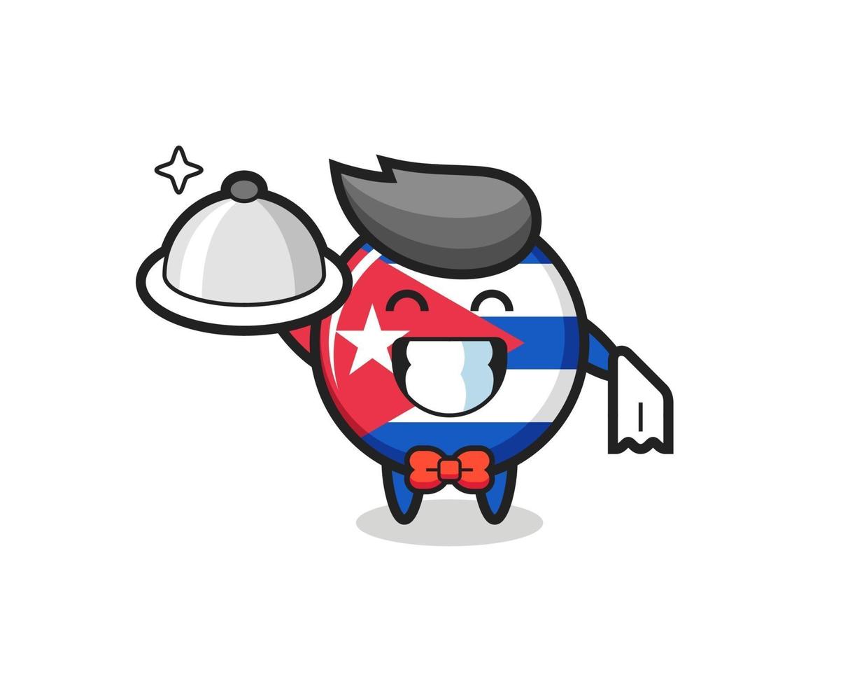 personagem mascote da bandeira de cuba como garçom vetor