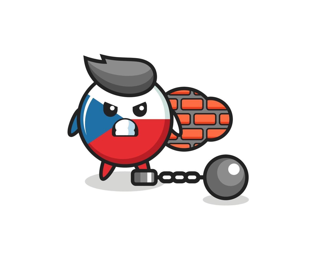 personagem mascote do emblema da bandeira checa como prisioneiro vetor