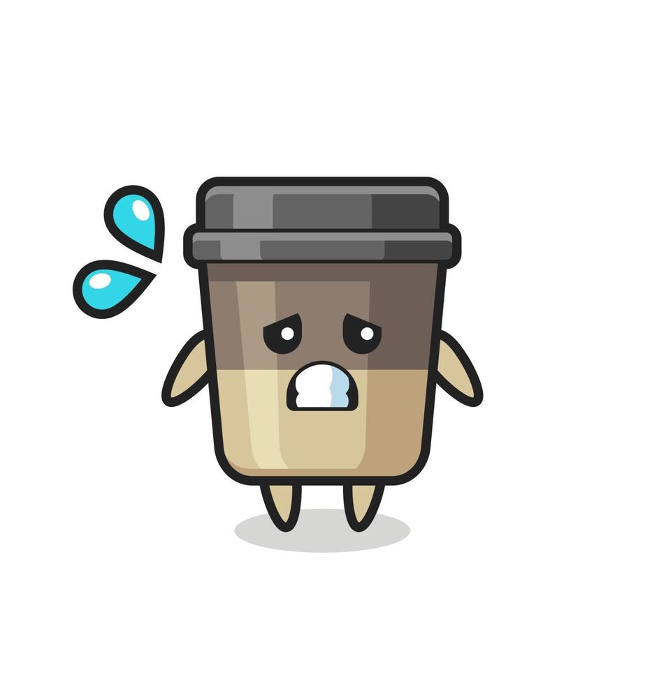 personagem mascote da xícara de café com gesto de medo vetor