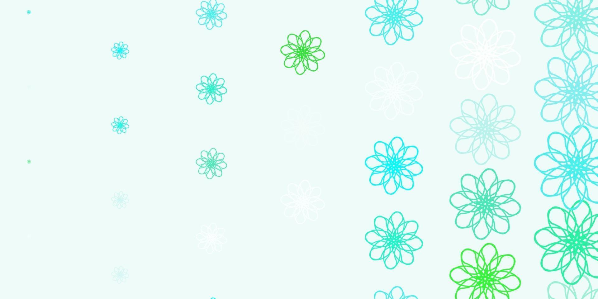 fundo do doodle do vetor verde claro com flores.