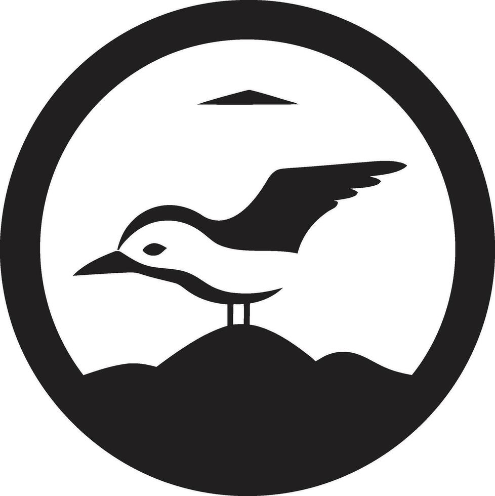 ébano majestade gaivota logotipo dentro vetor aéreo intriga Preto vetor gaivota