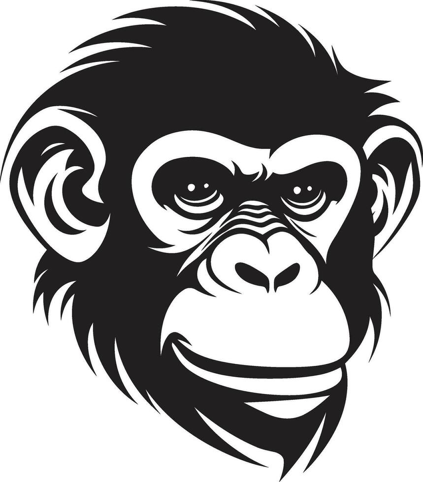 noir beleza dentro a selvagem chimpanzé ícone elegante simplicidade dentro Preto chimpanzé emblema vetor