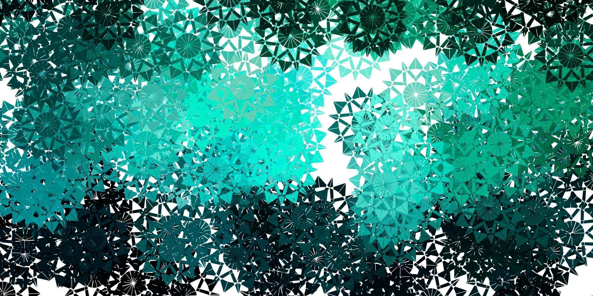 fundo vector verde claro com flocos de neve de Natal.