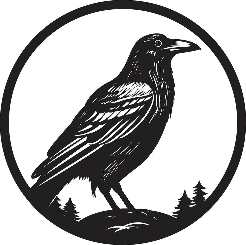 Raven silhueta geométrico crista lustroso pássaro abstrato logotipo vetor