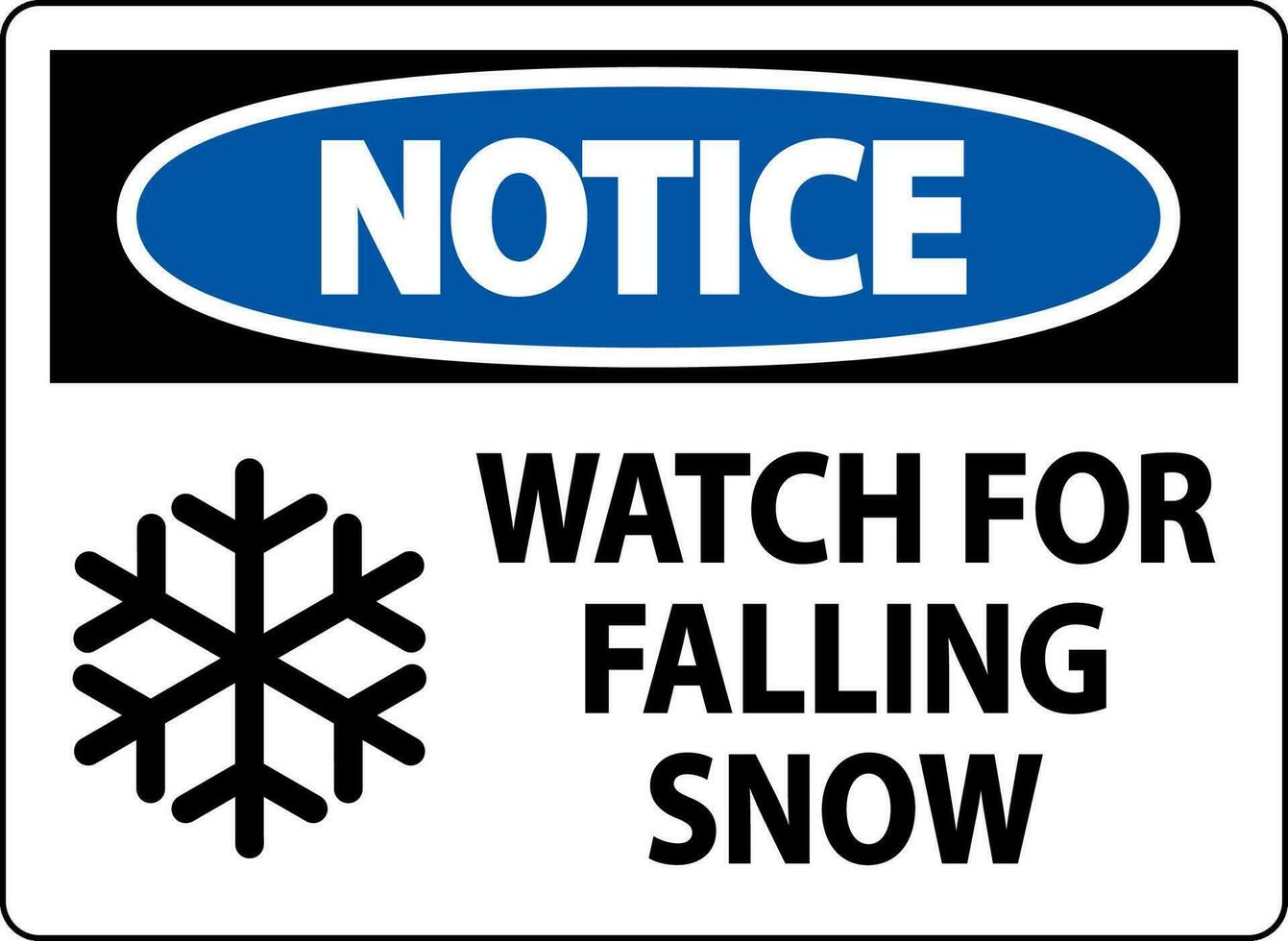 aviso prévio placa Assistir para queda neve vetor