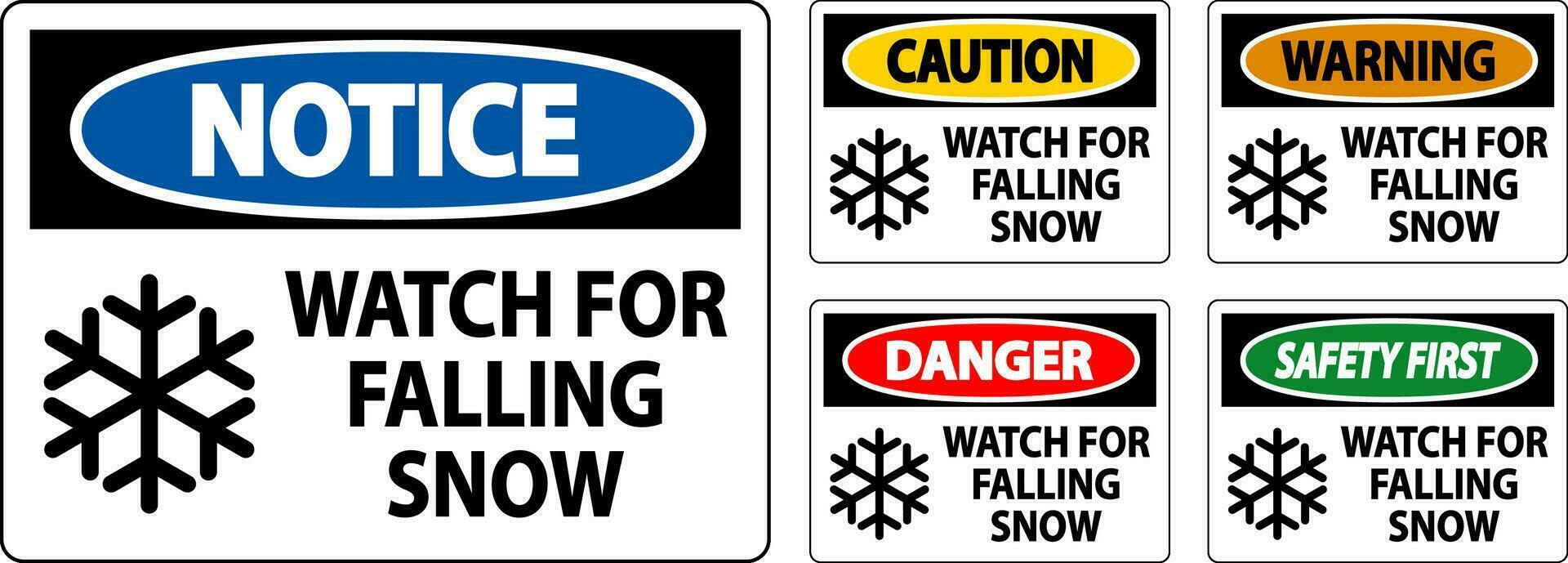 Atenção placa Assistir para queda neve vetor