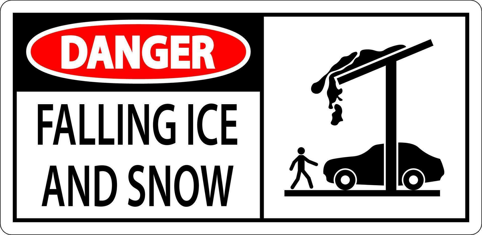 gelo e neve Perigo placa Cuidado - queda gelo e neve placa vetor