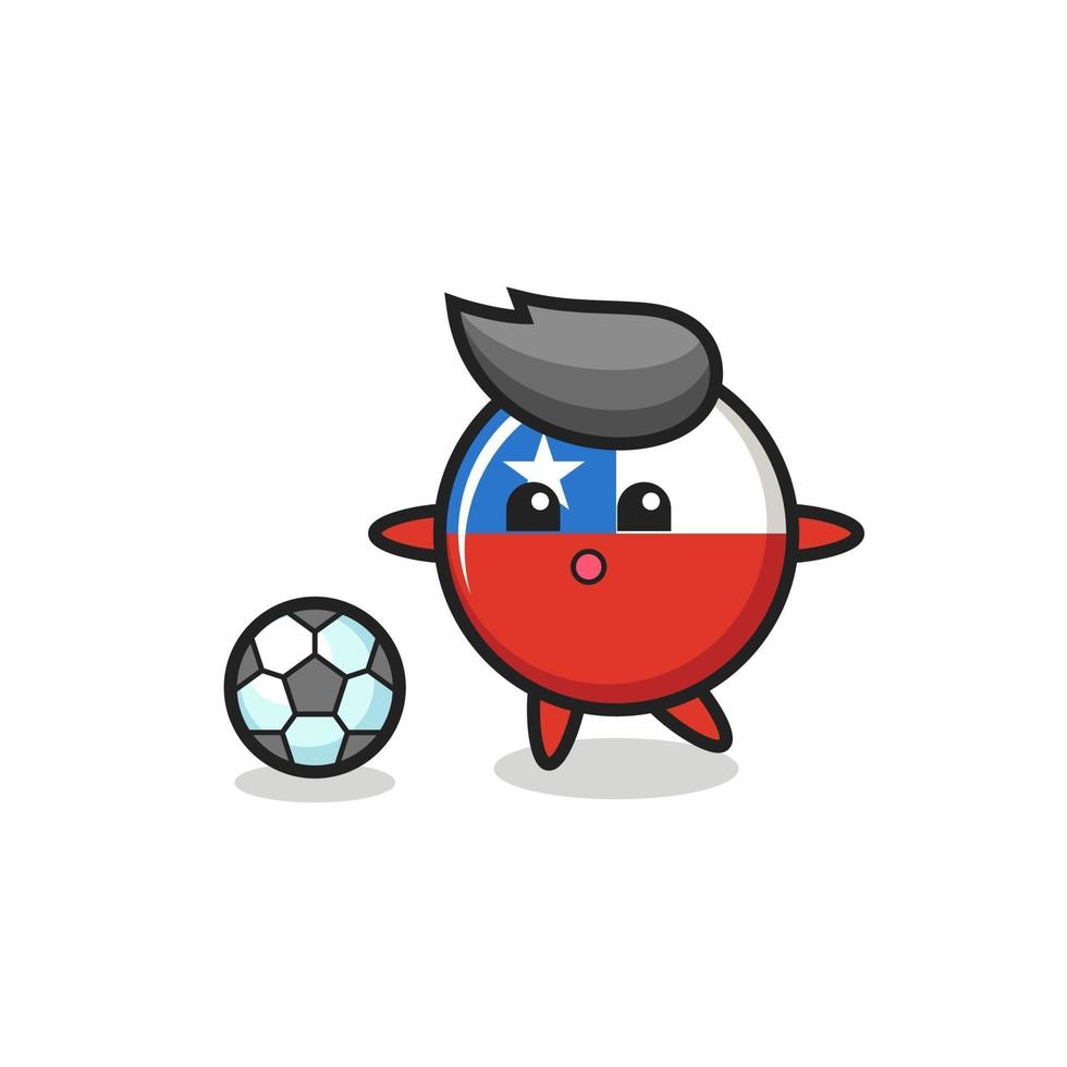 ilustração do desenho do emblema da bandeira do Chile está jogando futebol vetor