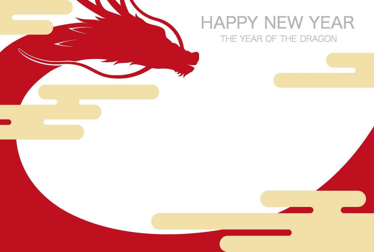 ano do a Dragão vetor Novo anos cartão modelo com uma branco fundo e texto espaço.