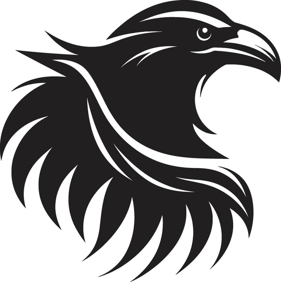 Raven silhueta crachá do honra geométrico Preto Raven logotipo vetor