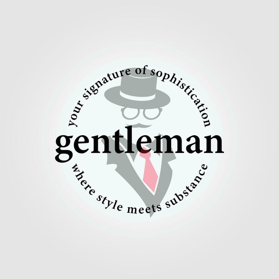emblema do cavalheiro logotipo retrô, ilustração do homem de negocios vintage projeto, máfia ícone com óculos vetor